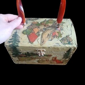 Mid 20th century decoupage box purse